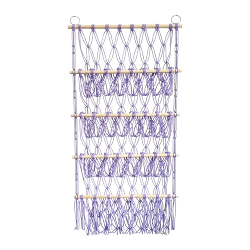 Présentoir pour animaux en peluche et support mural en macramé à 4 niveaux