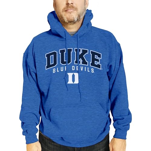 Campus Colors NCAA Adult Unisex Starting Fresh Heathered Hooded Fleece Sweatshirt, Cozy Cotton Poly Blend, Vintage Hoodie (Duke Blue Devils - Royal Heather, Large)