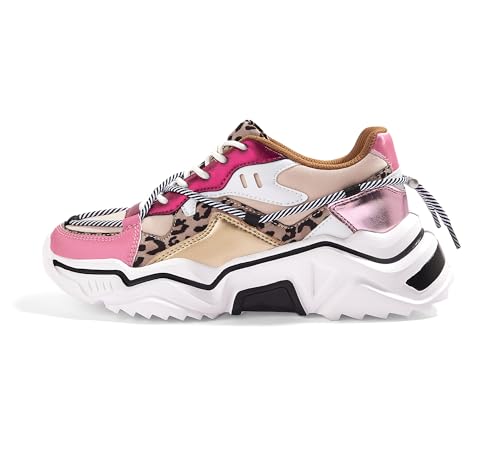 LUCKY STEP Women's Platform Colorful Fashion Sneakers Retro Colorblock Stylish