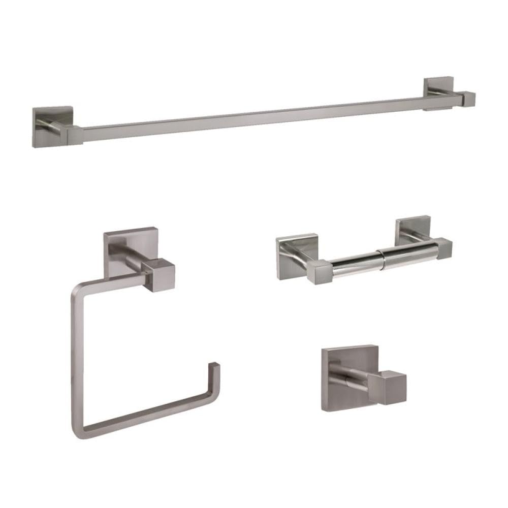 Kit ferramenta per bagno in nichel satinato 4 pezzi, nichel satinato