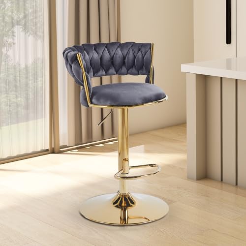 Creative Seating Systems Modern Adjustable Bar Stool Chair for Kitchen ? Swivel, Comfortable Seat, Heavy Duty Metal Perfect for Home Bar, Dining, Counter & Breakfast Island | Grey, 13 inch, 52 cm