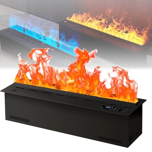 Chimenea eléctrica 3D con llama atomizada realista, pantalla táctil y control remoto, llenado automático de agua, estufa de vapor moderna de 70 cm para decoración del hogar