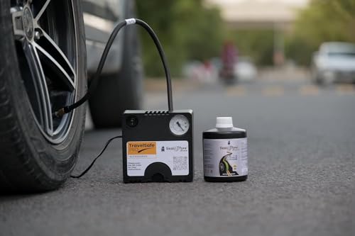 Image of Anti Puncture Tyre Repair Kit | Tyre Mobility Kit for Car | Anti Puncture Tubeless Tyre Sealant | Reactive Puncture Solution | Sealotyre TravelSafe Pro Kit (Travel Safe Pro Kit 350ml)