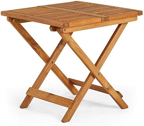 VonHaus Adirondack Side Table - Wooden Folding Garden Table - Acacia Hardwood Foldable End Table for Garden, Patio & Terrace - Outdoor Drinks Table