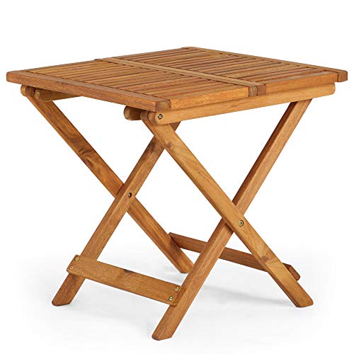 VonHaus Adirondack Side Table - Wooden Folding Garden Table - Acacia Hardwood Foldable End Table for Garden, Patio & Terrace - Outdoor Drinks Table
