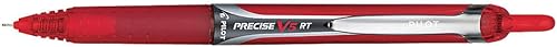 Pilot Precise V5 RT Bolígrafo retráctil de rodillo con aguja, tinta roja, 0.020in XFine, docena