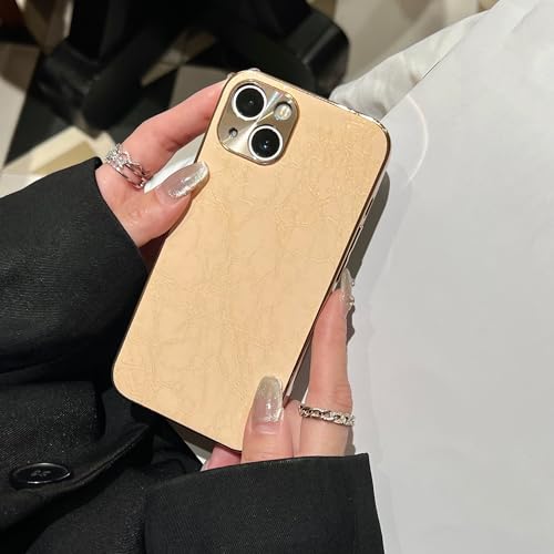 Coque en cuir et métal pour iPhone 14 Pro Max, l'accessoire de luxe finition or