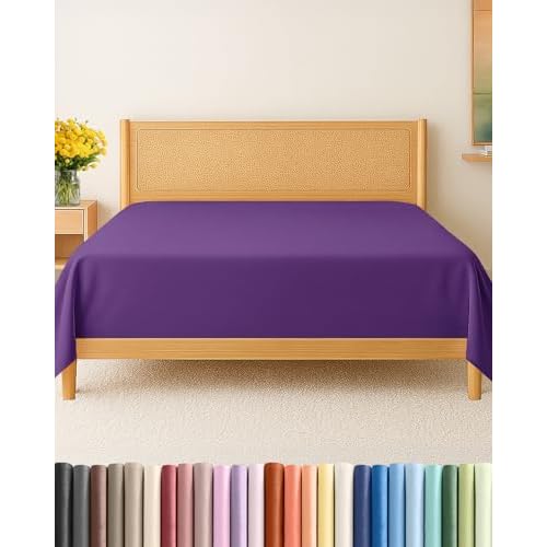 Cal King Size Flat Sheet - Hotel Quality Top Flat Bed Sheet Only - Ultra-Soft, Breathable & Cooling - Fade & Wrinkle Free - Easy-Care, Stain & Shrink Resistant Bedding - Easy-Fit & Oeko-Tex