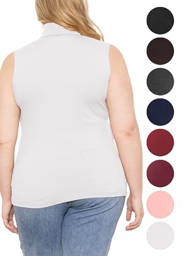 Image of Womens Turtle Neck | Long Sleeve and Sleeveless Top | Plus Size XL-7X | Tops Women White Turtleneck Women