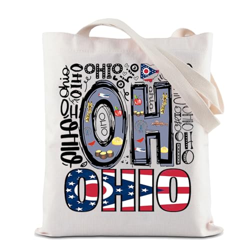 ZJXHPO Ohio State Trip Tote Bag Ohio Travel Gift Ohio Souvenir Ohio Vacation Shopping Bag Ohio Holiday Handbag (OH Tote)