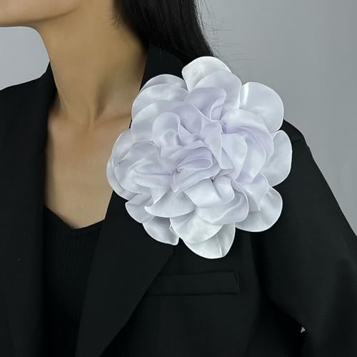 Image of Brooches for Women Large Light Blue Camellia Flower Denim Lapel Pins Wedding Party Promance Dance Dress Clothes Costume Jewelry Christmas Stocking Stuffers