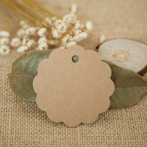 CVANU 120pcs Premium Gift Label, Double-Sided Available Kraft Paper Price Labels with 120 Root Natural Jute Twine, Craft Labels Treats for Wedding Christmas Day Thanksgiving (Brown)