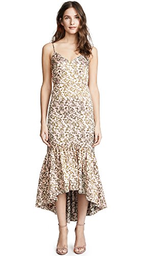 Jill Jill Stuart Damen Floral Jacquard midi Dress with Side Cutouts Kleid für besondere Anlässe, Blush/Olivgrün Multi, 30
