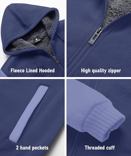 Image of SCODI Hoodies for Men Heavyweight Fleece Sweatshirt Zip Up Thick Jacket | Machine Wash, Soft, Warm, Winter, Outdoor Activities, Gym, Office, Casual, Daily Wear, Full Zipper Sherpa Lined Hooded Coat