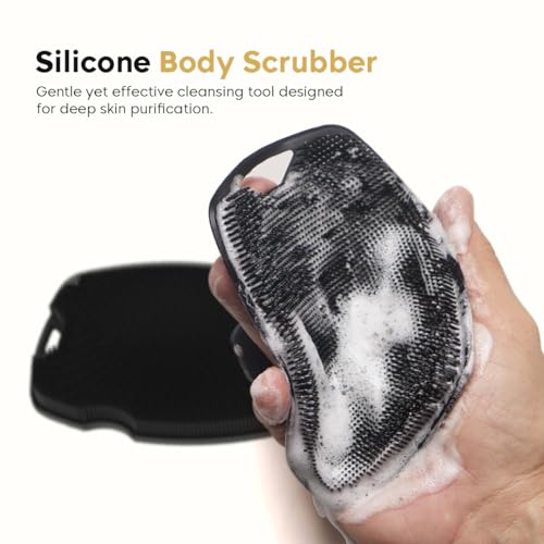 Image of Silicone Body Scrubber - Deep Cleansing & Exfoliating Shower Brush for Soft, Smooth Skin, Improves Skin Texture, Boosts Circulation, Gentle & Hygienic Bath Scrubber for Men & Women (Oval)