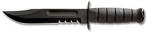 KA-BAR 1214CP, Cuchillo de lucha/utilidad, dentado, funda dura, negro (paquete de almejas), mediano