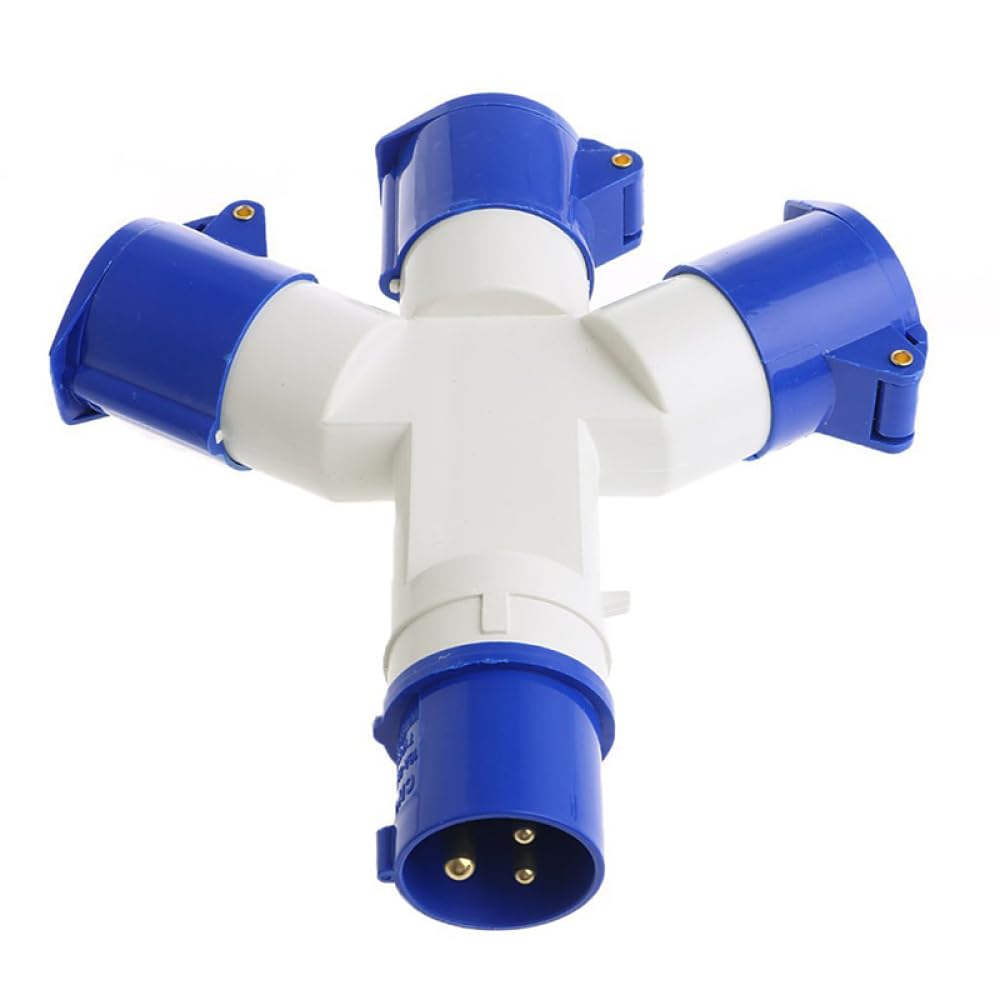 3-Way Splitter 16A 220V IP44 3 Way 3 Pin Industrial Plug and Socket Connector, 3 Way 16A - Image 7