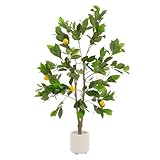 Albero di limone artificiale, in pietra naturale: questo albero di limone artificiale con 130 cm di altezza porta un tocco mediterraneo e un'atmosfera fresca e naturale nei vostri ambienti. Il tronco dal design realistico, le foglie ricche di dettagli e i limoni decorativi garantiscono un aspetto autentico.