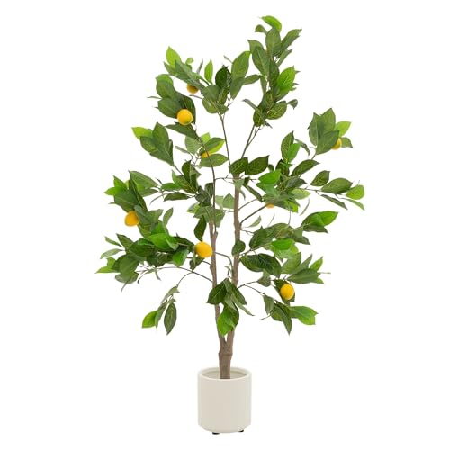 Albero di limone artificiale, in pietra naturale: questo albero di limone artificiale con 130 cm di altezza porta un tocco mediterraneo e un'atmosfera fresca e naturale nei vostri ambienti. Il tronco dal design realistico, le foglie ricche di dettagli e i limoni decorativi garantiscono un aspetto autentico.