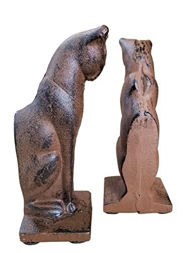 Cat Bookends Set Heavy Cast Iron Rustic Brown #TOP1