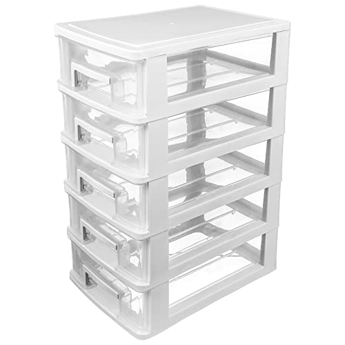 YARNOW Schubladenschrank Kunststoff 5 Schichten Transparent Organizer Schreibtisch Aufbewahrungskorb Für Büro Wohnzimmer Haushalt Kleinteile Sortieren