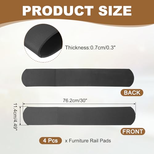 Protectores muebles antideslizantes PATIKIL 30x4x3, 4 almohadillas de goma para sofá y suelo 3