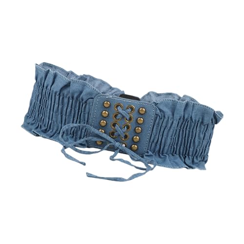 Ruffle Waist Cincher Elegant Chain For Dress Elastic Ruffle Waistband Trendy Underbust Waist Chain Wide Belt