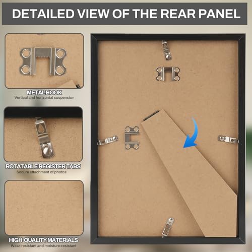 Set of 4 A4 Picture Frames 21 x 29,7 cm Black with Plexiglass – A4 Photo Frames for Wall or Table, Black Certificate Frames for Photos, Posters & Prints - Image 2