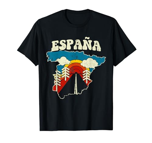 España Vintage Español País Europa Rainbow Retro 70s Mapa Camiseta