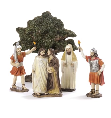 PABEN Set Bacio Di Giuda 17.8 cm, personaggi circa 12,5 cm; composto da 5 Pezzi Presepe Pasquale in Resina Articoli Religiosi