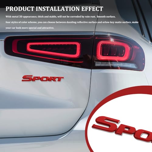 Image of Metal Car Sport Sticker, Car Exterior Emblems Badge, 3D Fender Badge Decal Car Sticker, Sport Letter Emblem Trunk Lid Rear Logo Badge for Truck SUV Pickup Models (Sport, Red)