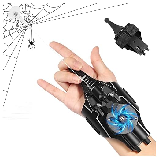 Pzlyghk Spider Web Shooter, Spider Handschuhe Spinnennetz,Web Launcher String Shooters Toy [9,8 Fuß Reichweite] Superhelden-Rollenspiel-Spielzeug Tolles Geschenk für Männer und Kinder (Schwarz)