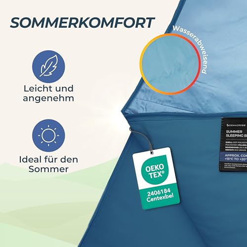 Schlafsack Erwachsene Kinder Sommerschlafsack 100GSM 900g Blau – Ansicht 4