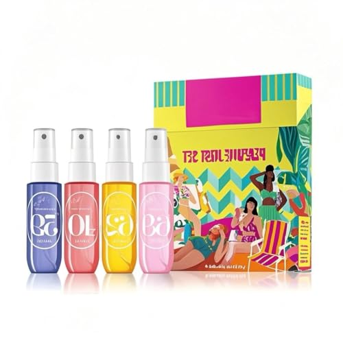 Lot de 4 brumes de parfum, spray pour le corps de 30 ml, spray pour le corps, brume parfumée pour cheveux et corps