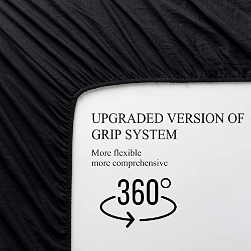 Image of 4 Piece Bed Sheet Set (Full,Black) 1 Flat Sheet,1 Fitted Sheet and 2 Pillow Cases,Brushed Microfiber Luxury Bedding with Deep Pockets