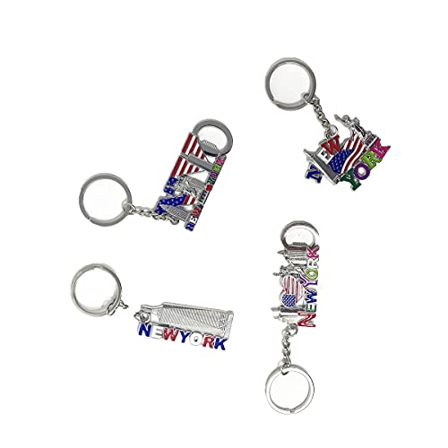 TSY TOOL 12 Pack New York NYC Metal Keychain Ring Bundle Souvenir Collection, Gift Set Include Empire State, Freedom Tower, Statue Of Liberty, USA Flag, And More