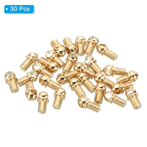 Image of PATIKIL M3x0.5 Eye Bolts, 30 Pack Screw Hook Loop Ring Decorative Light Fixture for Candle Pendant Lamp Chandelier DIY Project, Gold Tone