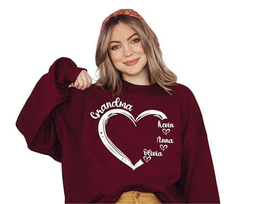 Custom Grandma Heart Sweatshirt, Grandma Sweatshirt, Custom Grandkids Name Sweatshirt, Mother's Day Sweatshirt, Gift for Mom, Grandma Heart Sweatshirt, Gift for Grandma