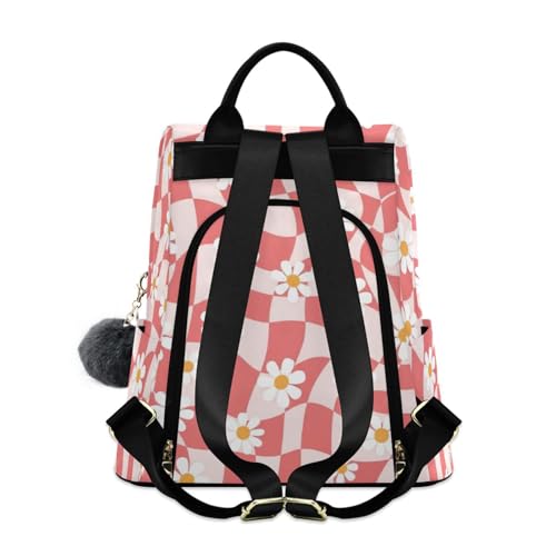 Sac à dos rose avec poche arrière zippée et multiples compartiments - 2