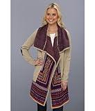 kensie Women's Fair Isle Cardigan, Buff Combo, Small