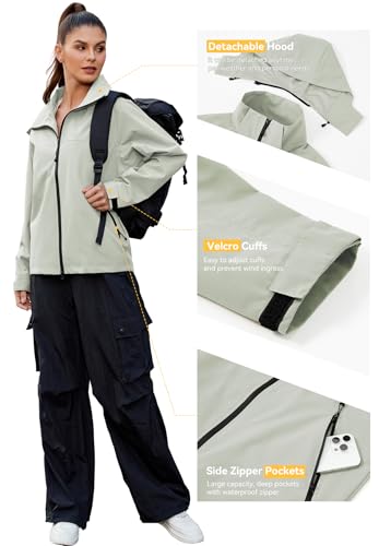 Zando Waterproof Rain Jacket Women Lightweight Raincoat for Women Loose Fit Windbreaker Jacket with Hood Hiking Outdoor3