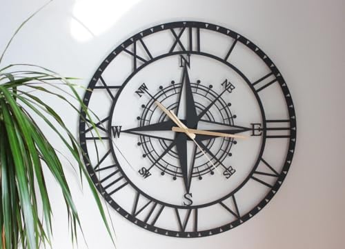 Image of Stylish Metal Analog Wall Clock for Living Room, Bedroom, Office, Kitchen, Home and Hall | Antique Fancy Big Size Modern Wall Watch for Home Decor (DA-134, 40CM)