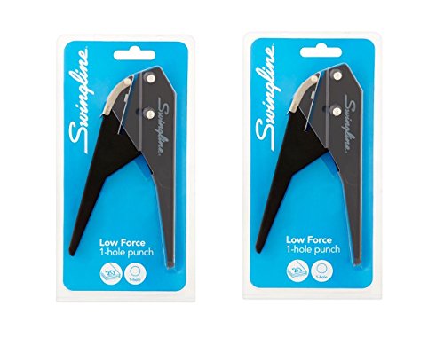 Swingline Low Force 1-Hole Punch, 20 Sheets, Black (A7074017), 2 Packs