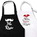 KMCH Mr and Mrs Couples Kitchen Apron Mr. Right and Mrs. Always Right Funny Wedding Newlywed Aprons Kitchen Cooking Bibs Gifts His and Hers Sets (2pieces)