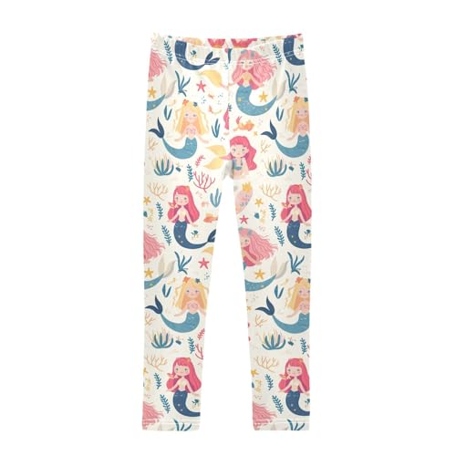 KLL Mermaid Pattern Print with Cute Girls Girls Cotton Pants Soft High Waisted Yoga Pants Running