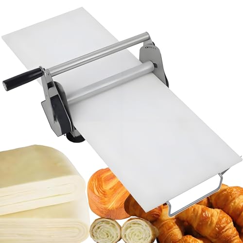 Máquina manual de la hoja de la masa, rodillo de la pasta de la manivela para la pizza y el croissant, grueso ajustable 0-17.5m m, prensa plegable de laminación del acero inoxidable para la cocción ca