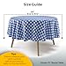 Exquisite Picnic Table Cover - 12 Pack Premium Round Plastic Tablecloth - Dark Blue & White Checkered BBQ Table Cover - Gingham Checkerboard Disposable Tablecloth 84 inch. Round