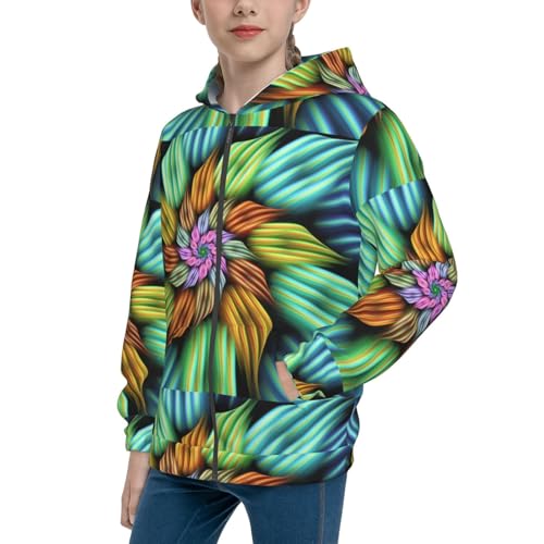 Hippie Style Kid Hoodies Boys Zip Up Sweatshirts Girls Pullover with Pocket