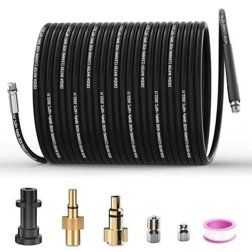 OHAYORI 10M Pressure Washer Drain Pipe Hose Cleaning Kit for Karcher K2 K3 K4 K5 K6 K7 Serie, Tube Unblocker Sewer Jetter Hose with Jet Nozzle and Rotating Jet Nozzle,Adapter for LAVOR Bosch AQT