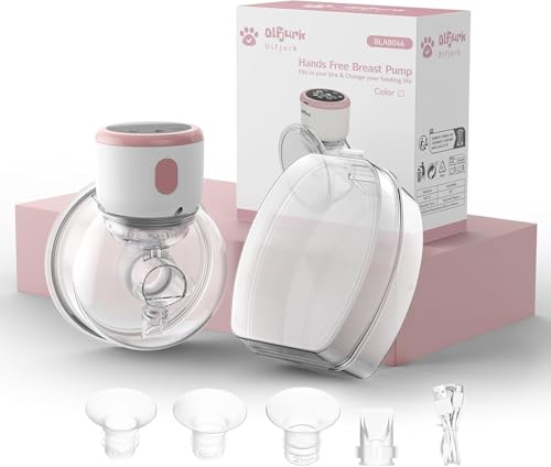 Olfjurk Milchpumpe Elektrische Tragbar, Elektrisch milchpump mit Touchscreen -LCD -Display 4 Modi & 6 Level, Doppelmilchpumpe mit 17/19/21mm Flansch(1 Stück)
